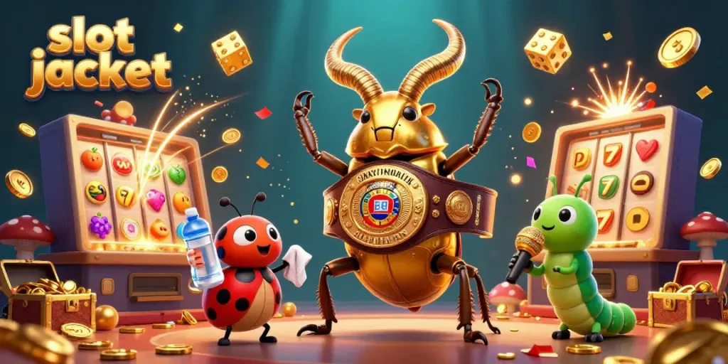 Experience the thrill of slot jackpot with dynamic casino elements in a vibrant illustration.