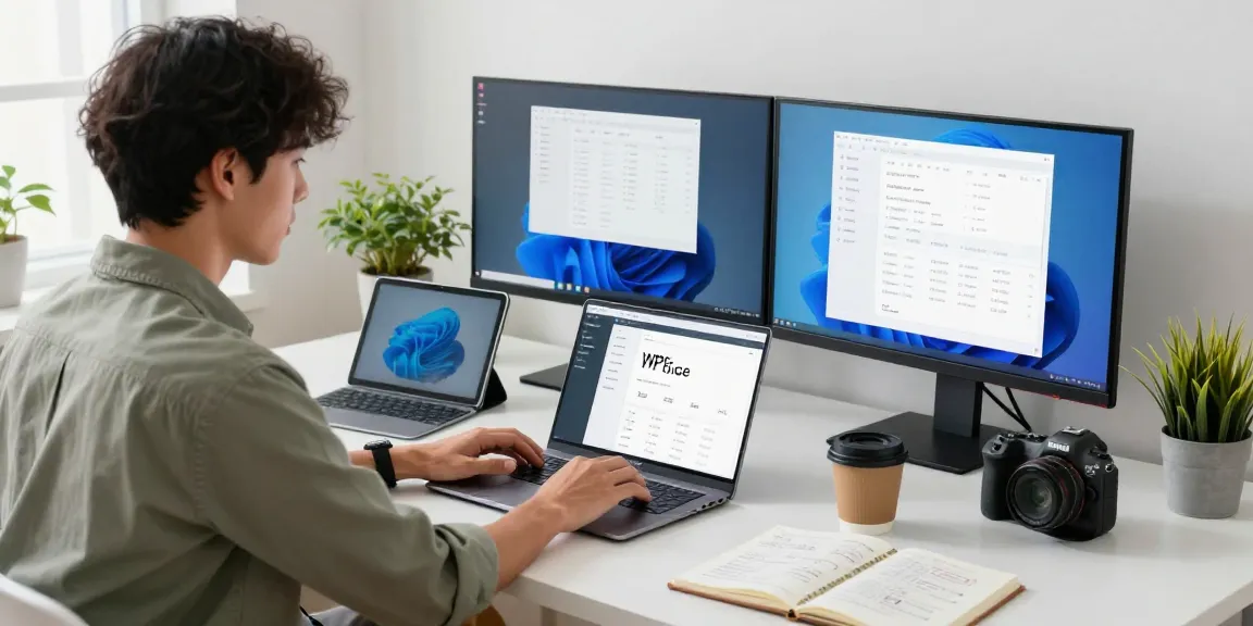 Downloading WPS Office on a sleek laptop in a modern workspace.